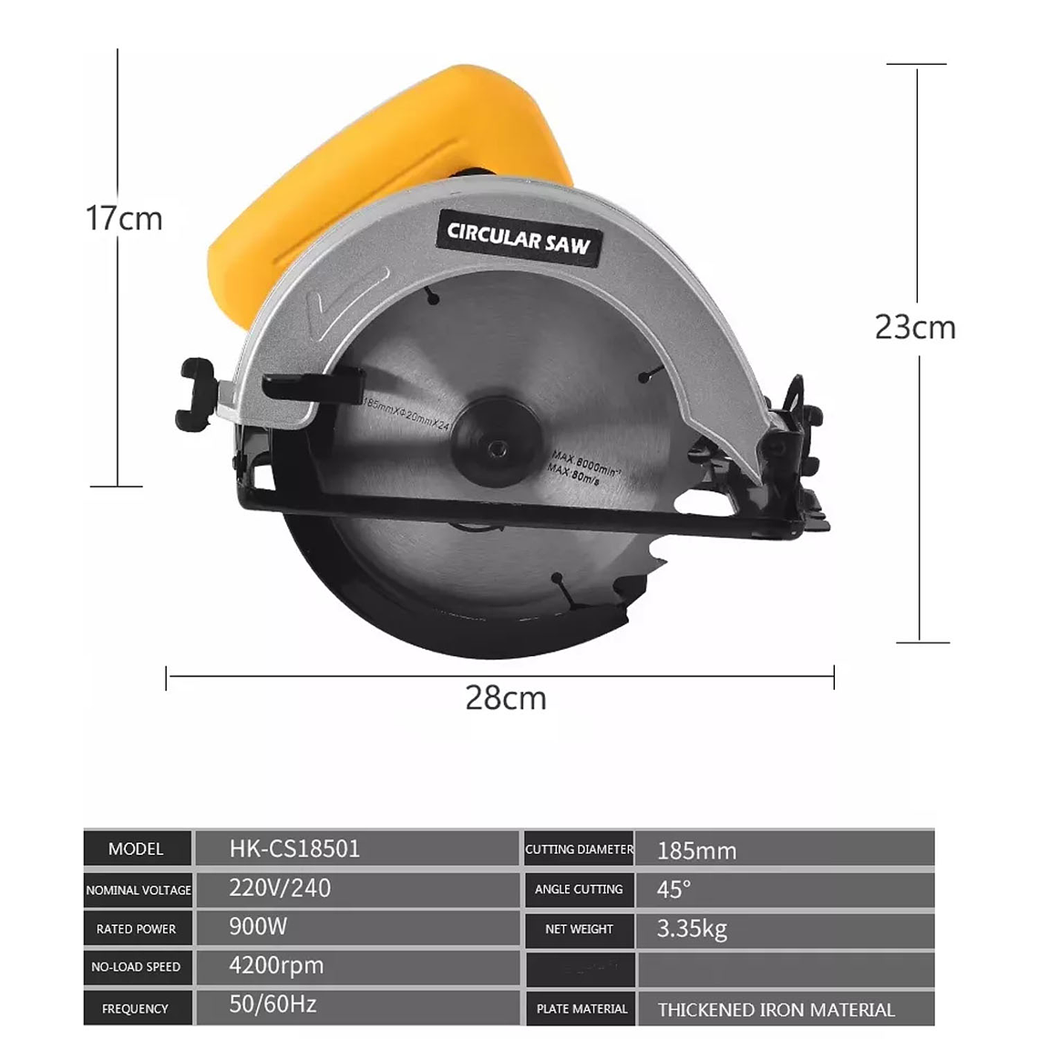 Sierra Circular Eléctrica Con Disco De 7 185mm 900w 4