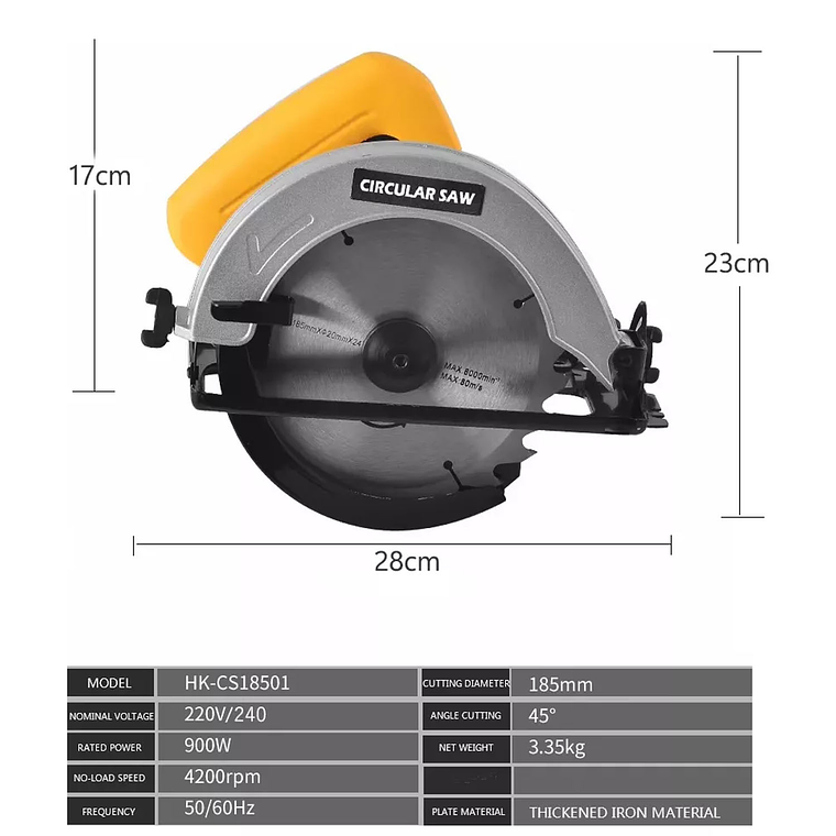 Sierra Circular Eléctrica Con Disco De 7 185mm 900w 4