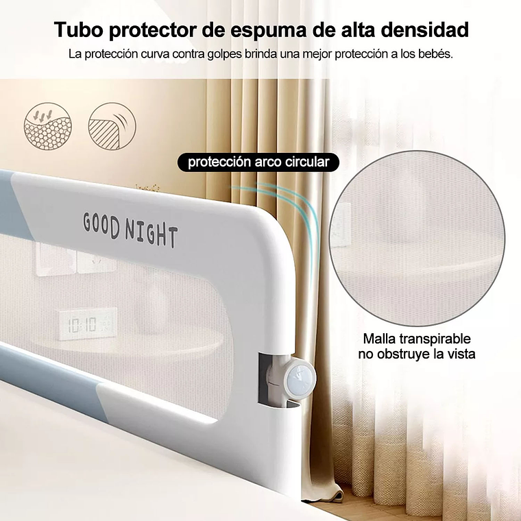 Baranda De Cama 1.8mtrs Seguridad Bebe Abatible Ajustable  4