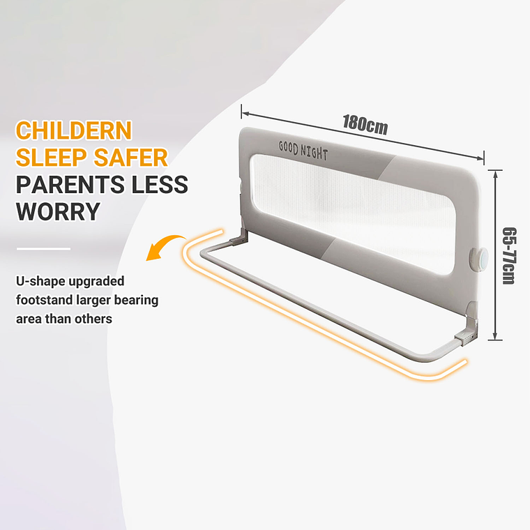 Baranda De Cama 1.8mtrs Seguridad Bebe Abatible Ajustable  6