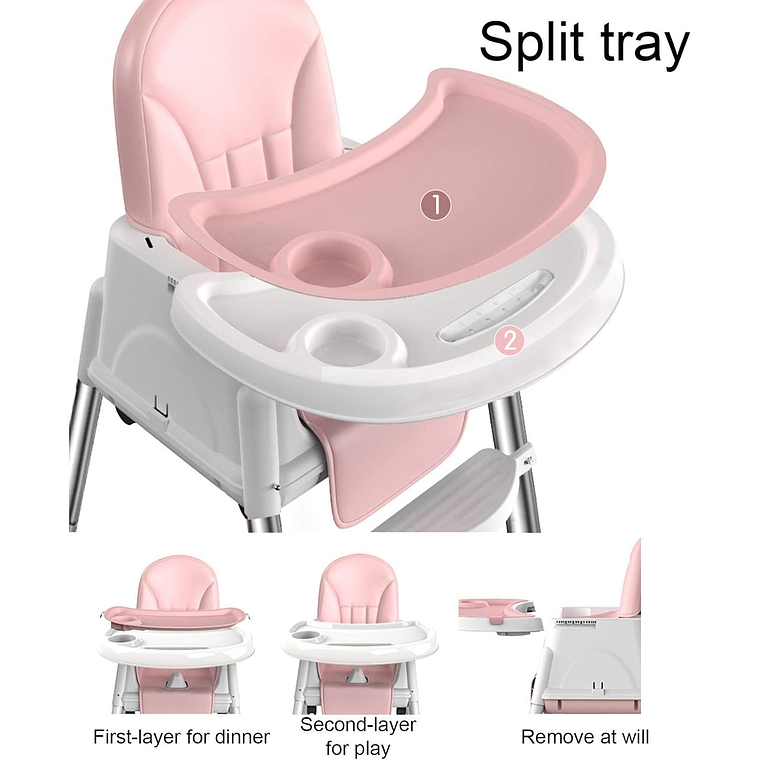 Silla De Comer- Asiento Plegable Para Niños 2 En 1 6