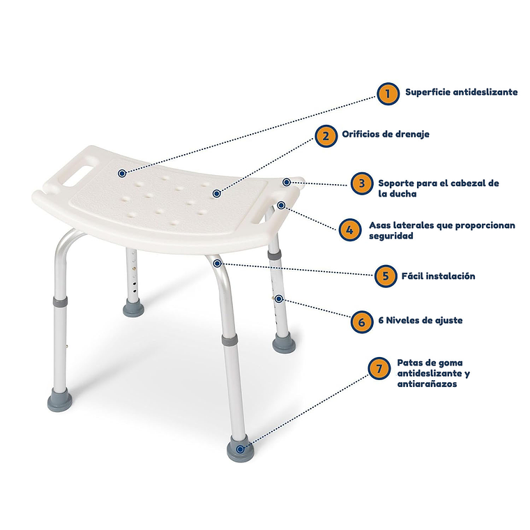 Silla Asiento De Ducha Seguridad Antideslizante Regulable 3