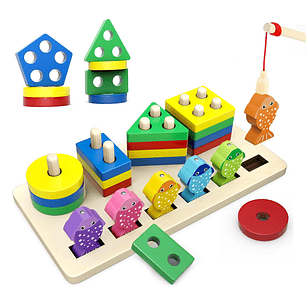 Juego De Pesca Magnético Y Encaje Juguete Madera Para Niños