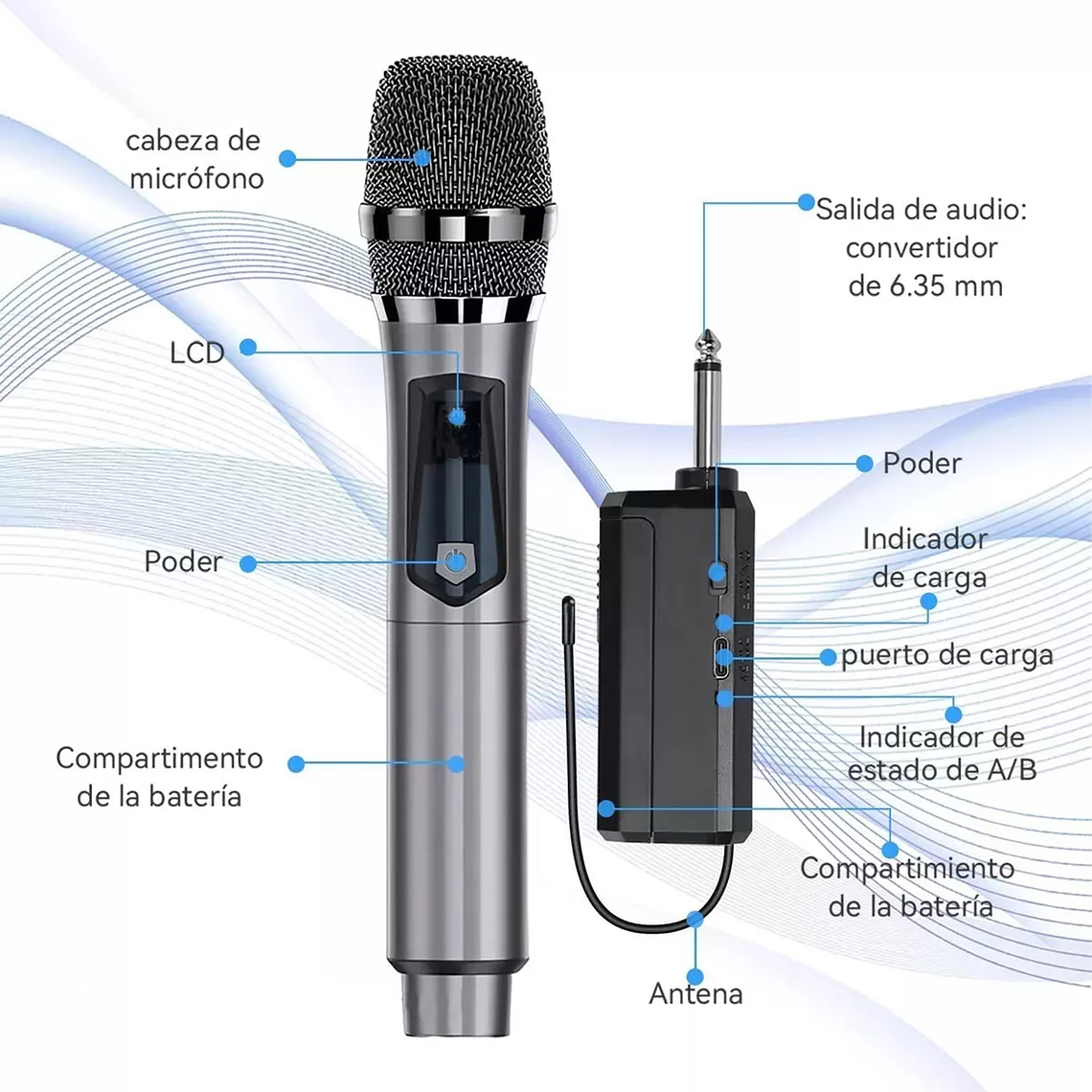 Micrófono Inalámbrico Profesional Karaoke Kit 2pcs 5