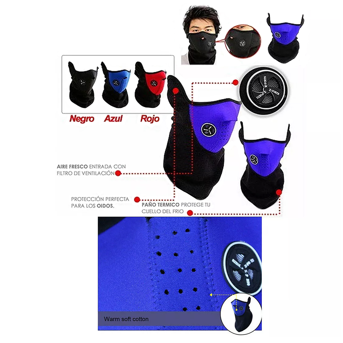 Mascara Facial Termica Neopreno Con Cuello Polar 3