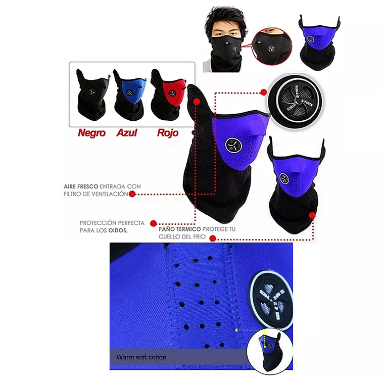 Mascara Facial Termica Neopreno Con Cuello Polar 3