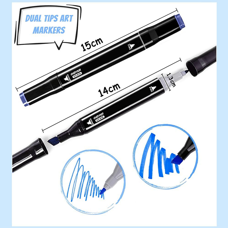 Set 80 Marcadores Cuadrados Doble Punta 2