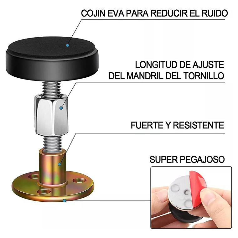 Tope Cama Pared Mueble Ajustable Antivibración 2 Unidades 5