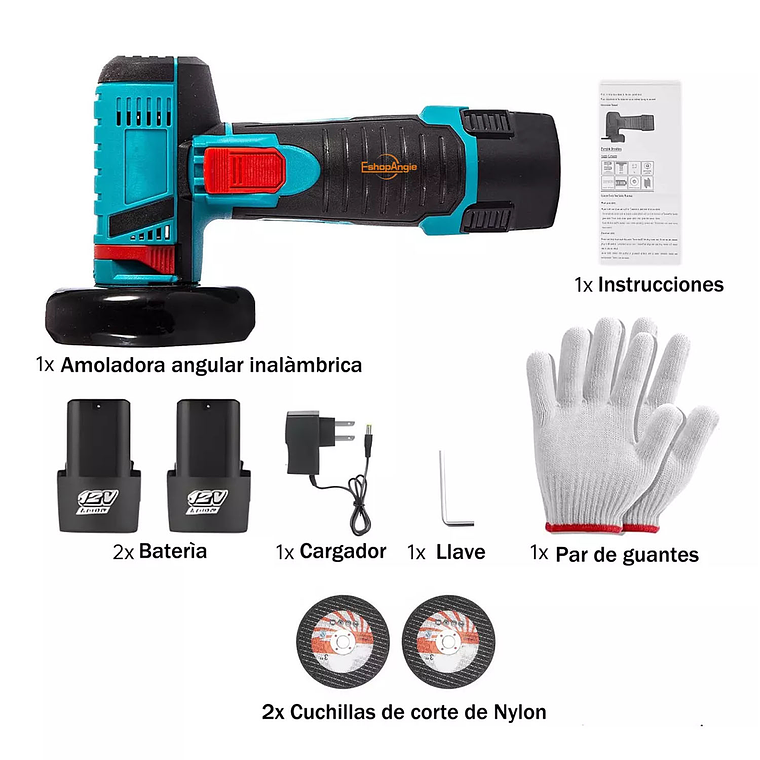 Mini Esmeril Amoladora Angular Inalámbrico 2 Baterías 2