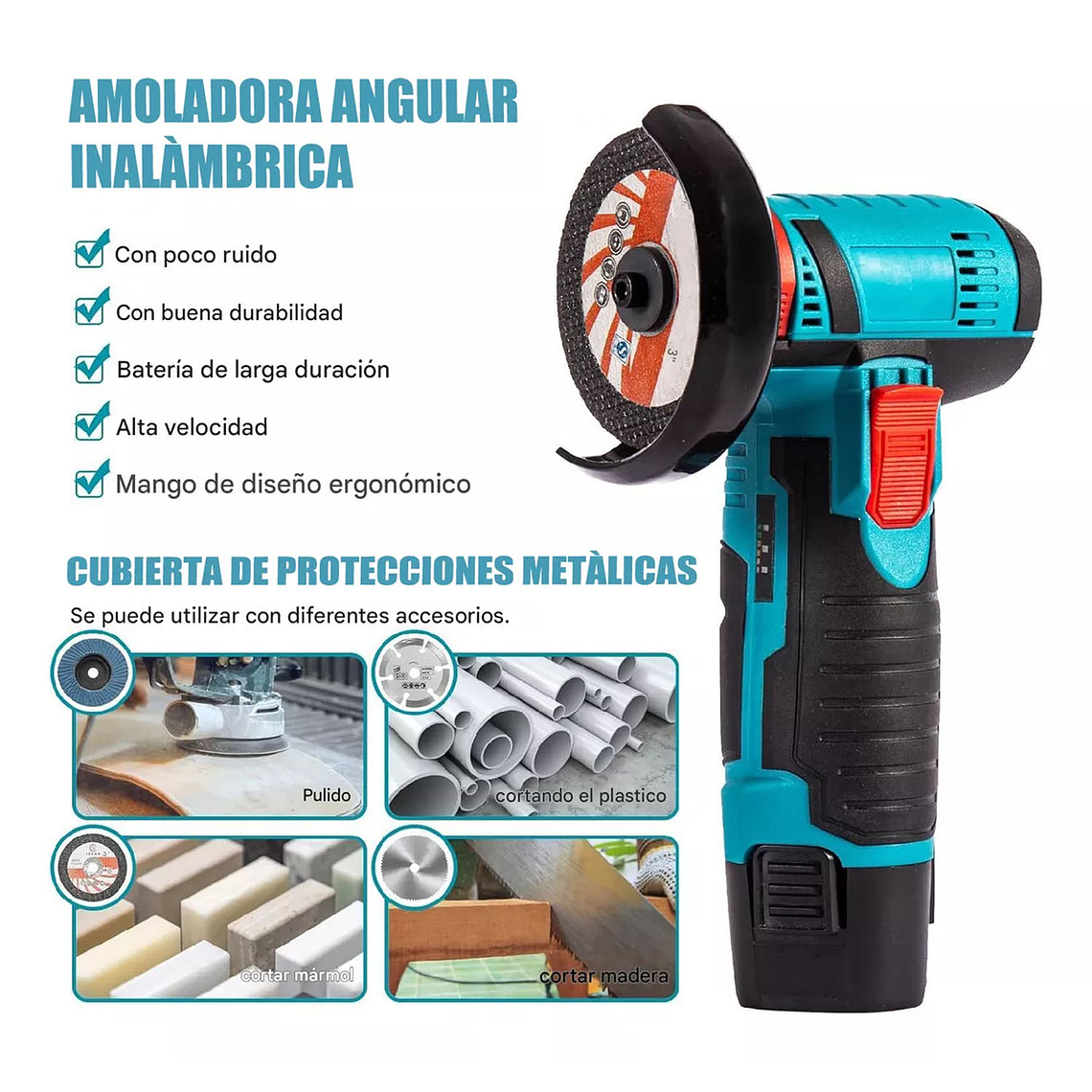 Mini Esmeril Amoladora Angular Inalámbrico 2 Baterías 4