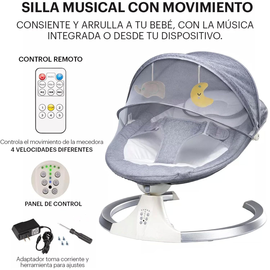 Silla Mecedora Electrica Inteligente Bebés Multifuncion 4