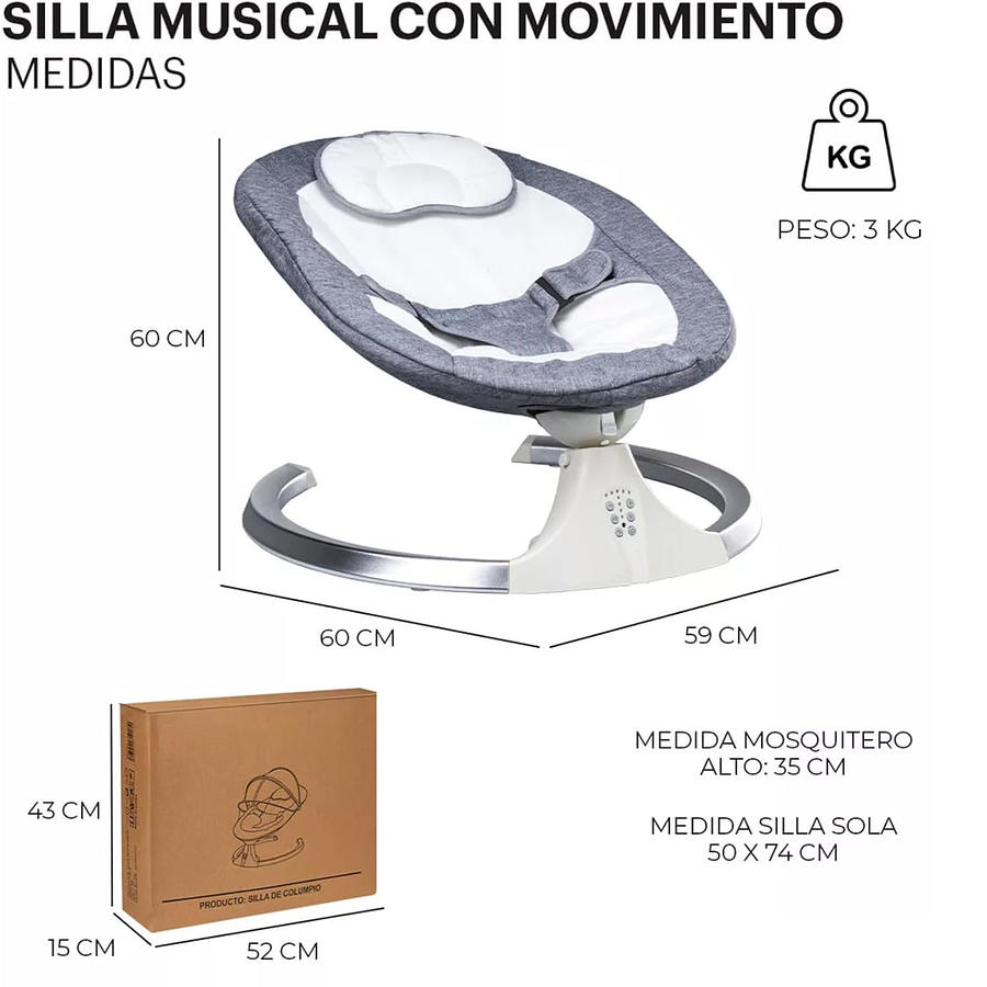 Silla Mecedora Electrica Inteligente Bebés Multifuncion