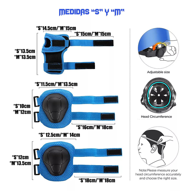 Juego De Equipo De Protección 7 En 1, Kit De Casco Niñ@s 6