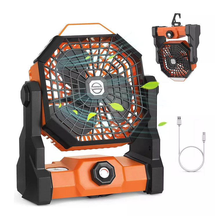 Ventilador Portátil Camping Acampar Recargable Usb Luz Led 1