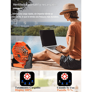 Ventilador Portátil Camping Acampar Recargable Usb Luz Led