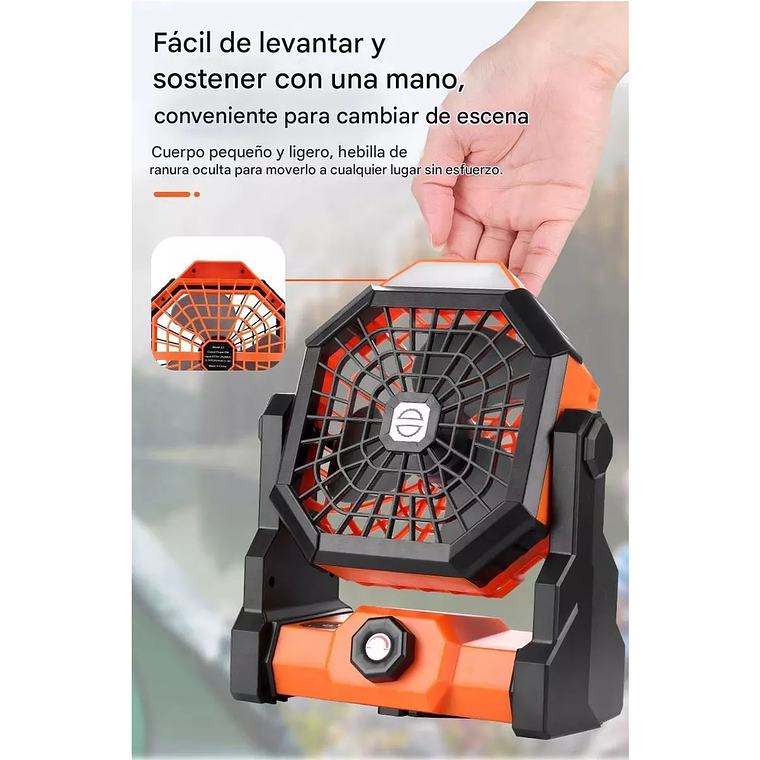 Ventilador Portátil Camping Acampar Recargable Usb Luz Led 4