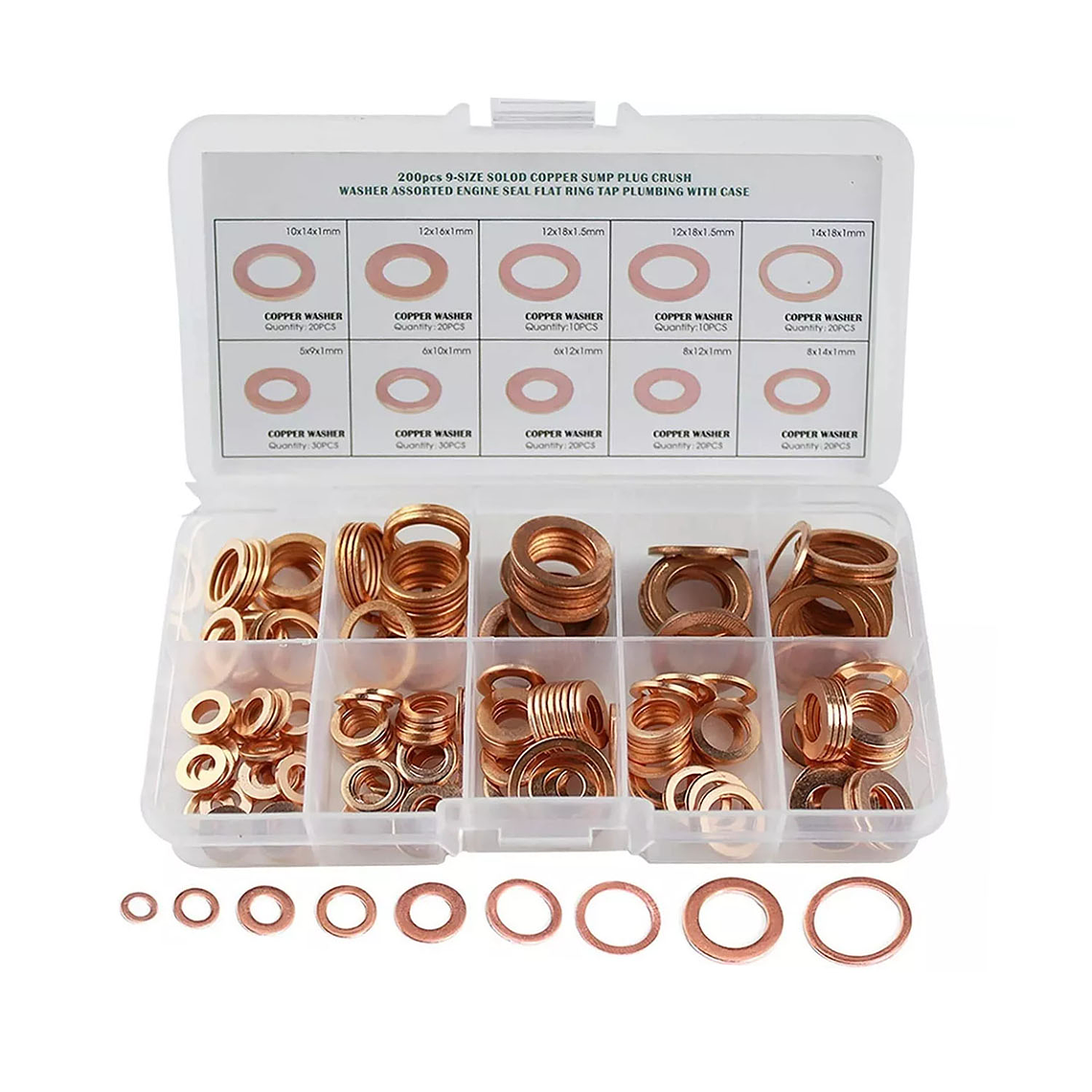 Set 200 Pcs De Arandelas O Sellos De Cobre Diferente Medida 1