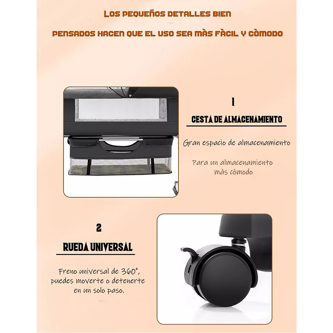 Cuna Colecho Para Bebé Con Mosquitero Mudador Confortable 5