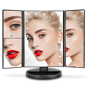 Espejo Para Maquillaje Aumentos 2x 3x Luz Led