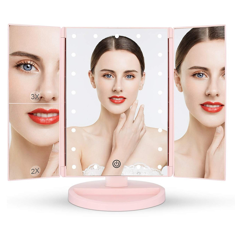 Espejo Para Maquillaje Aumentos 2x 3x Luz Led 3