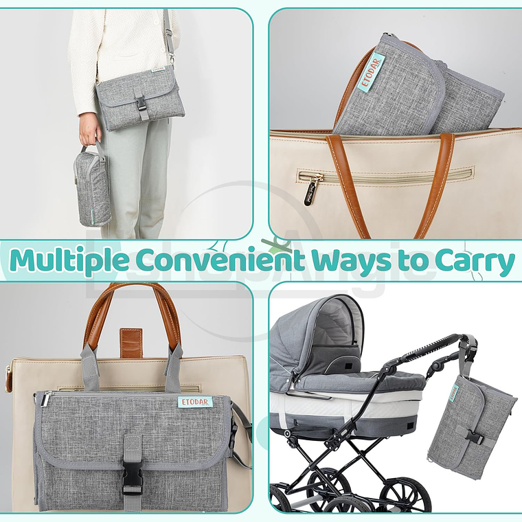 Cambiador Pañales Portátil Impermeable Bebé Mudador Plegable 3