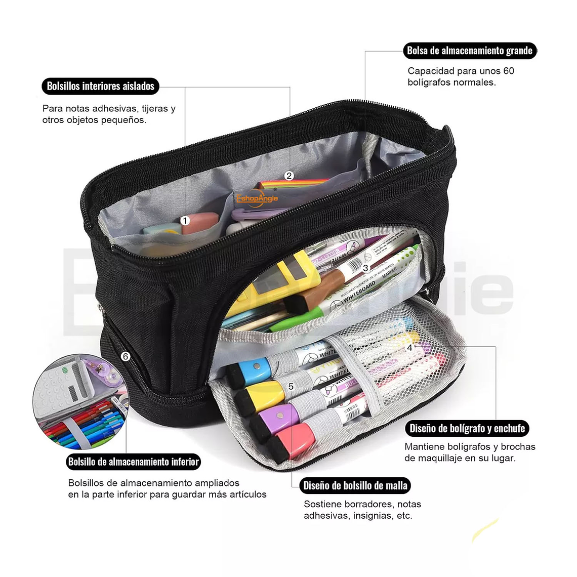 Estuche Para Lápices Gran Capacidad Doble Capa Organizador 4