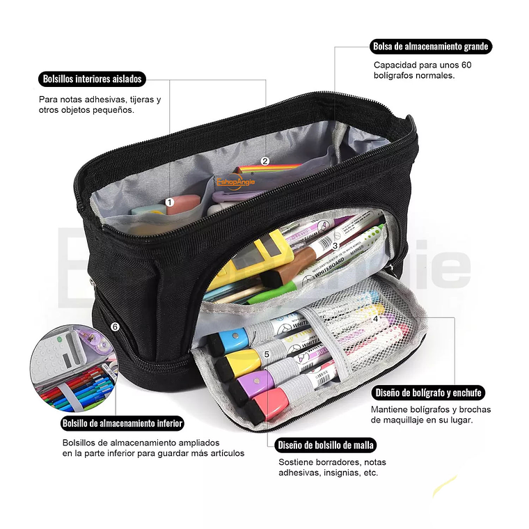 Estuche Para Lápices Gran Capacidad Doble Capa Organizador 4