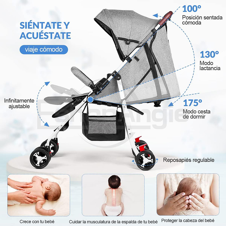 Coche Paraguas De Paseo Para Bebé Plegable Y Resistente 4