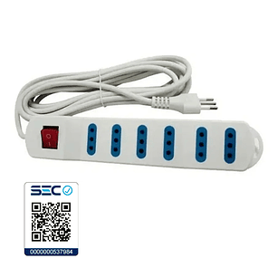 Alargador Corriente 3 Mts 6 Tomas Certificado SEC