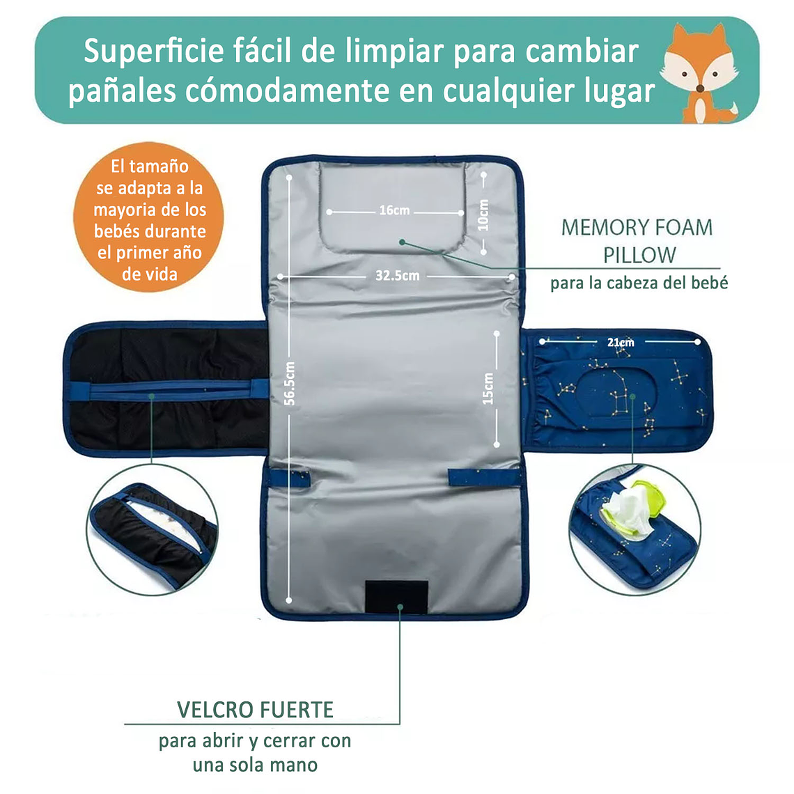 Mudador Cambiador Plegable Y Portátil Para Cambiar Pañales 5