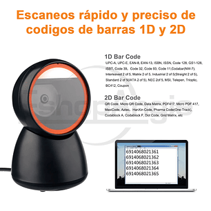 Scanner Lector Código De Barras 1d 2d Escritorio Usb Laser