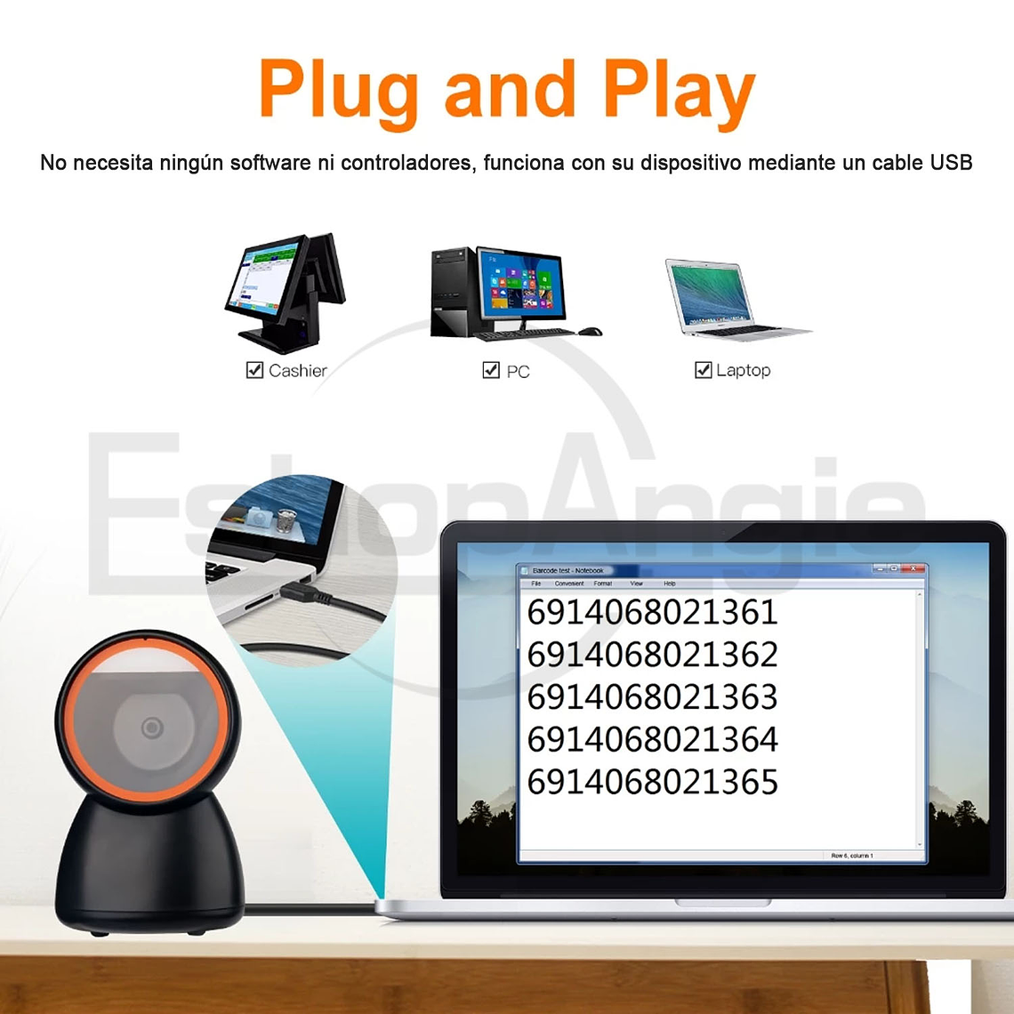 Scanner Lector Código De Barras 1d 2d Escritorio Usb Laser 4