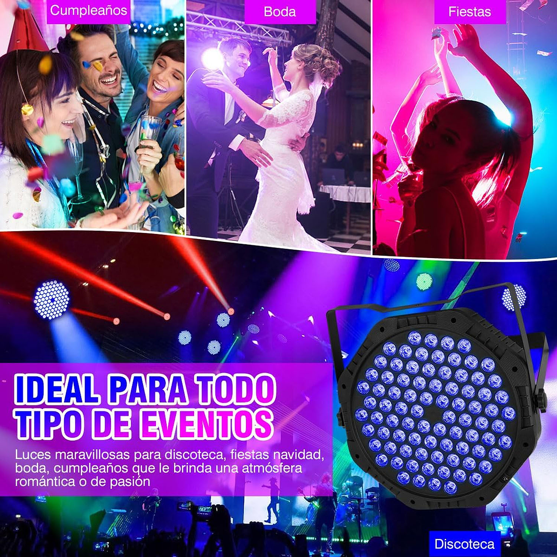 Foco Par Led Slim 84x3w Rgb 3 En 1 Luces De Fiesta 6