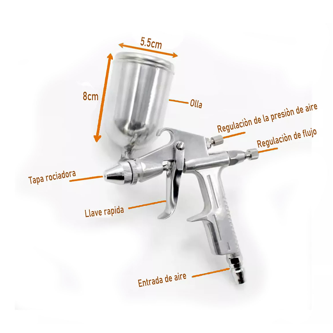 Pistola Para Pintar K-3 Pulverizador Aerógrafo Con Copa 3