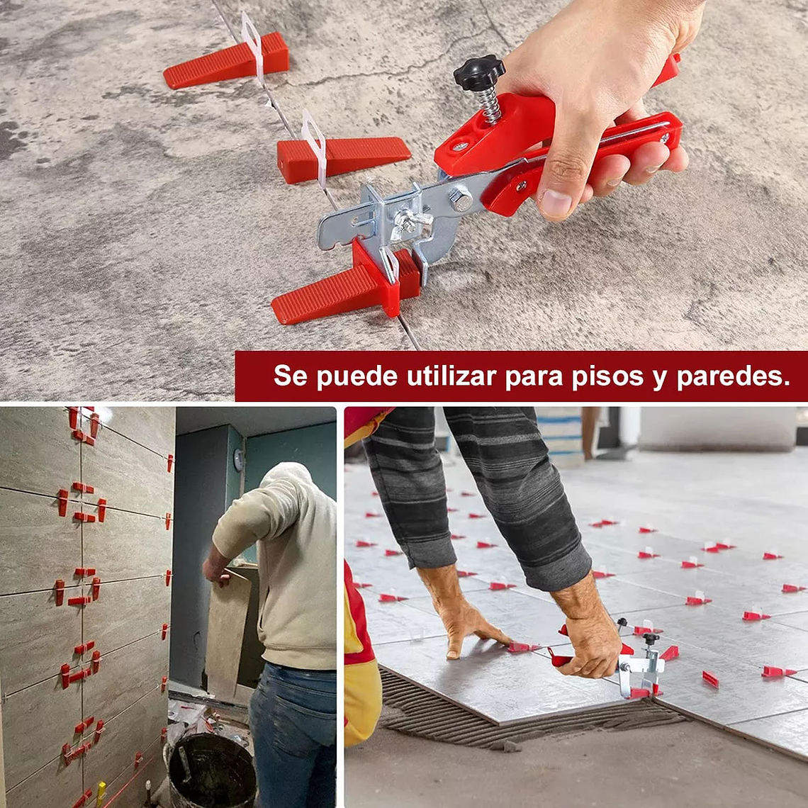 Kit Niveladores De Cerámico Piso 100 Cuñas + Clips + Alicate 2