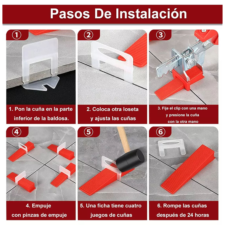 Kit Niveladores De Cerámico Piso 100 Cuñas + Clips + Alicate 3