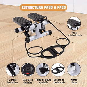 Mini Maquina Escaladora Ejercicios Stepper Bandas Elásticas