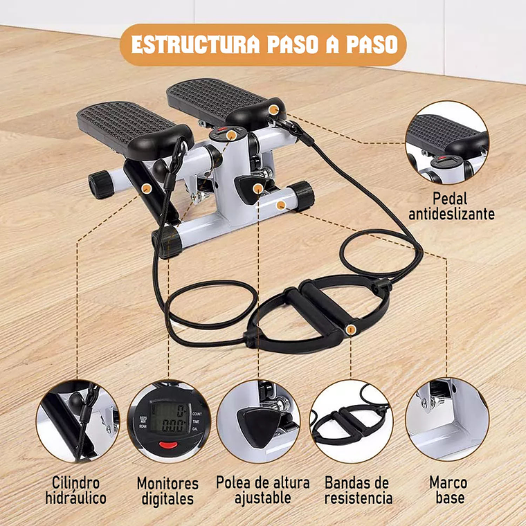 Mini Maquina Escaladora Ejercicios Stepper Bandas Elásticas 2