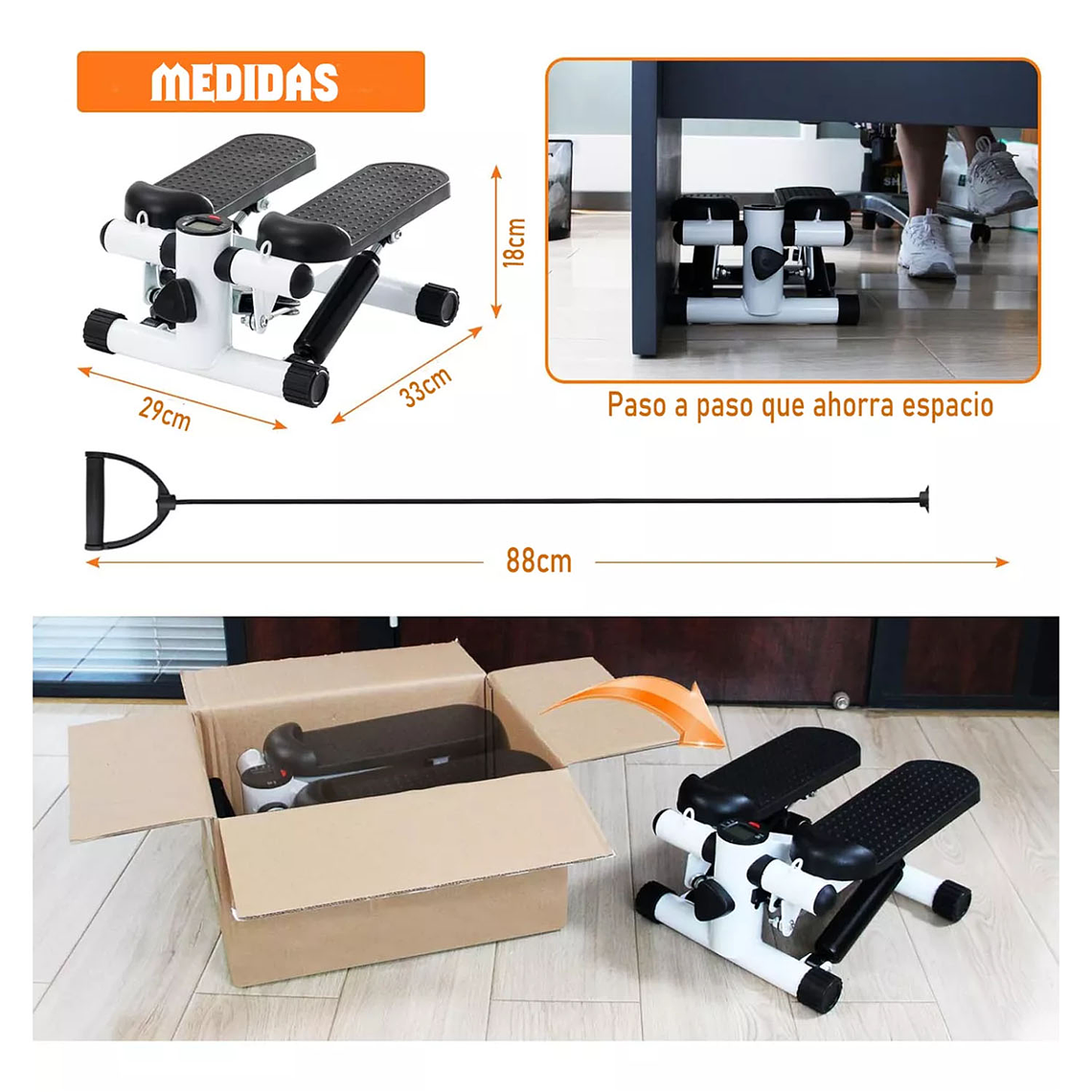 Mini Maquina Escaladora Ejercicios Stepper Bandas Elásticas 6