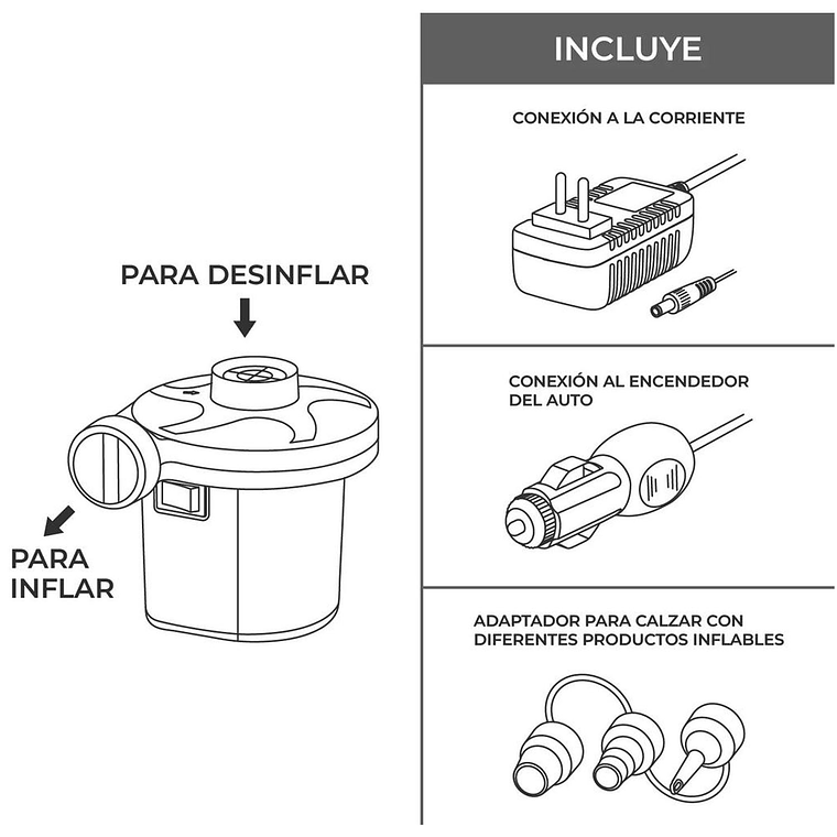 Inflador Eléctrico Multifuncional Para 220v/12v 3