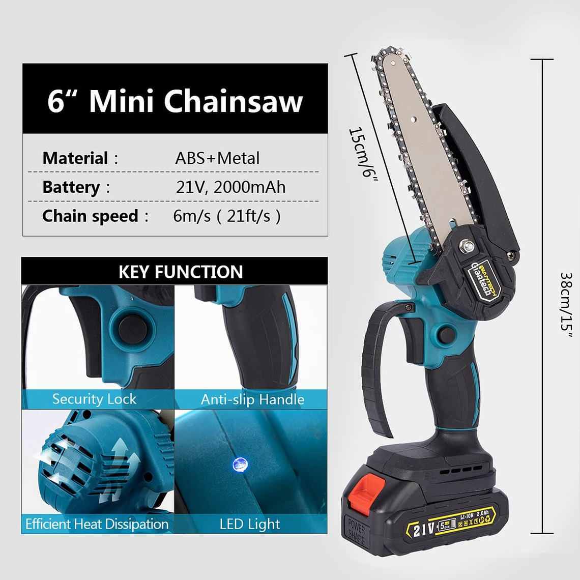 Motosierra Electrica Inalámbrica 2 Baterias Y Accesorios 5