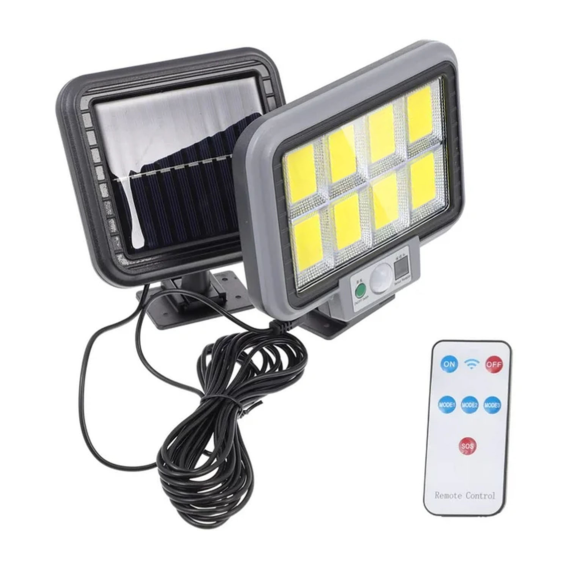 Foco Luz Con Panel Solar Sensor De Movimiento Exterior 1