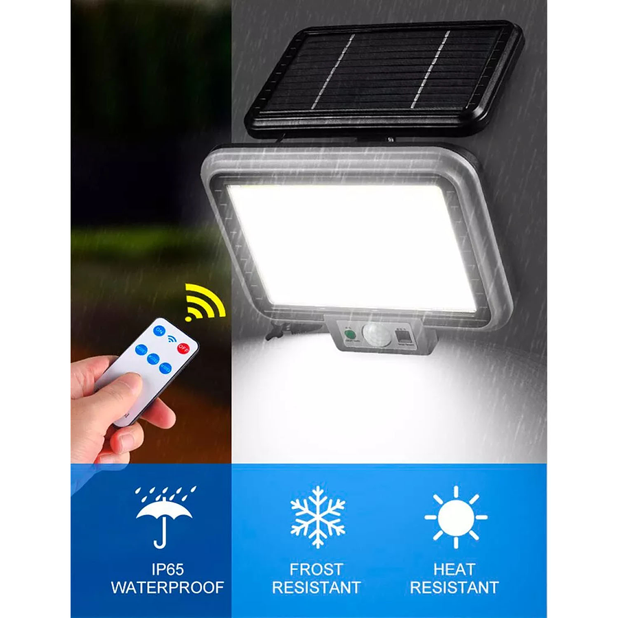 Foco Luz Con Panel Solar Sensor De Movimiento Exterior