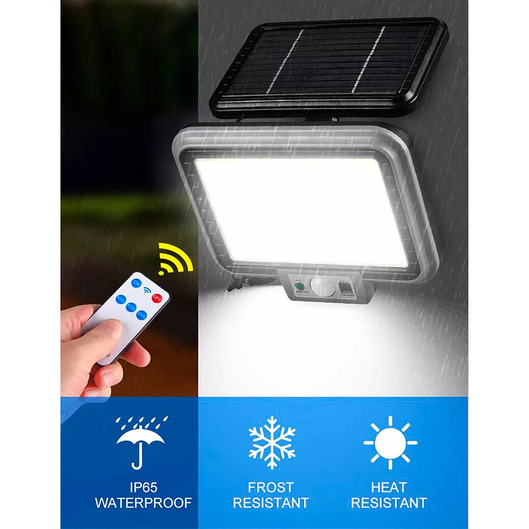 Foco Luz Con Panel Solar Sensor De Movimiento Exterior 3