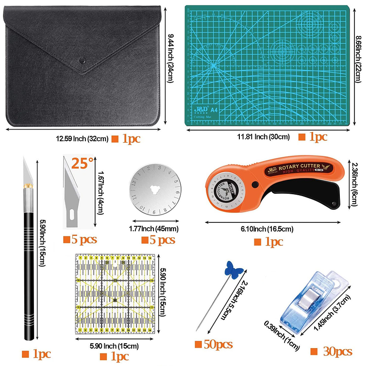 Kit Cortador De Tela Circular Para Ropa Herramienta Costura 6