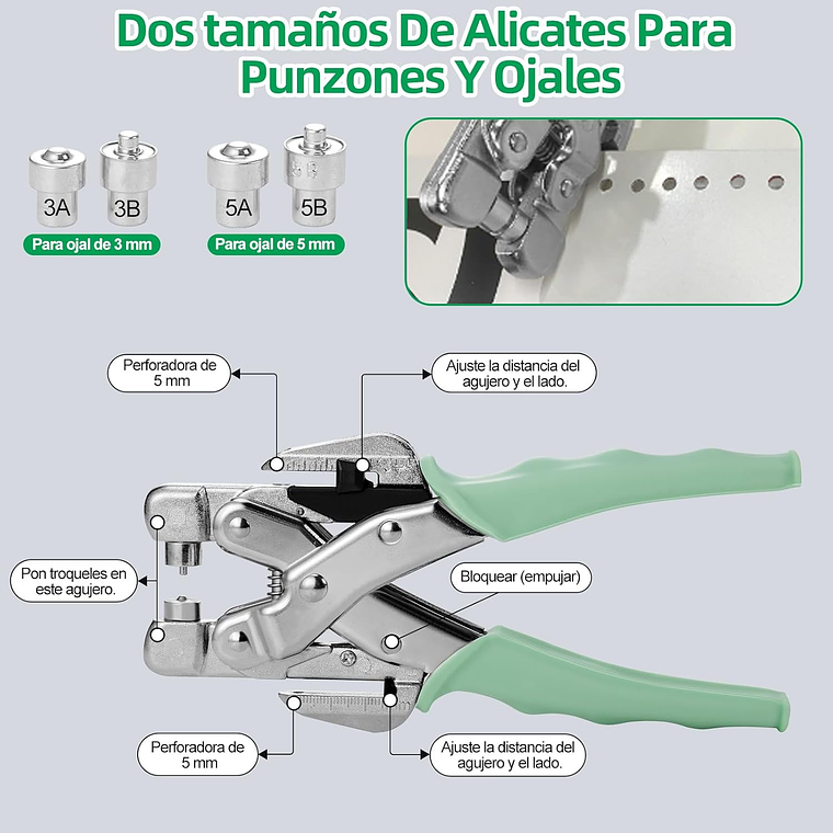 Kit Remachadora Perforadora Ojetillos Más 160 Ojetillos 4
