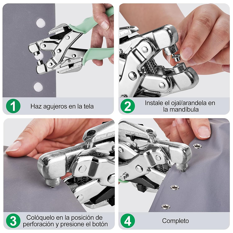 Kit Remachadora Perforadora Ojetillos Más 160 Ojetillos 6