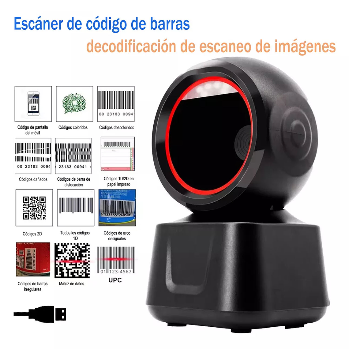 Lector Scanner De Códigos Qr / Barras 2d/1d Escritorio Usb 2