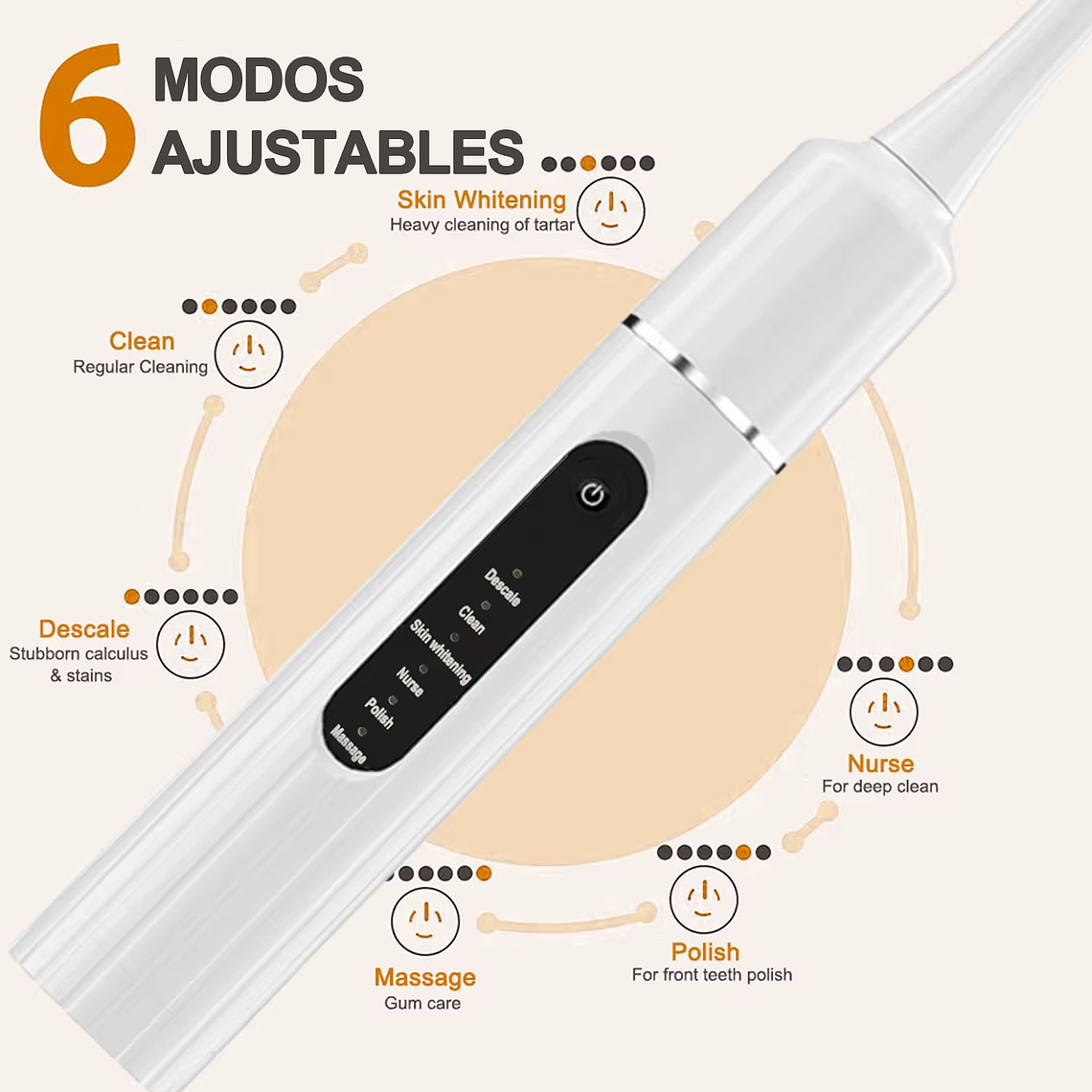 Kit Cepillo Limpiador Dental Eléctrico Ultrasónico Removedor 4