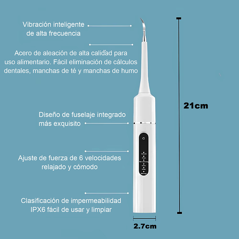 Kit Cepillo Limpiador Dental Eléctrico Ultrasónico Removedor 7